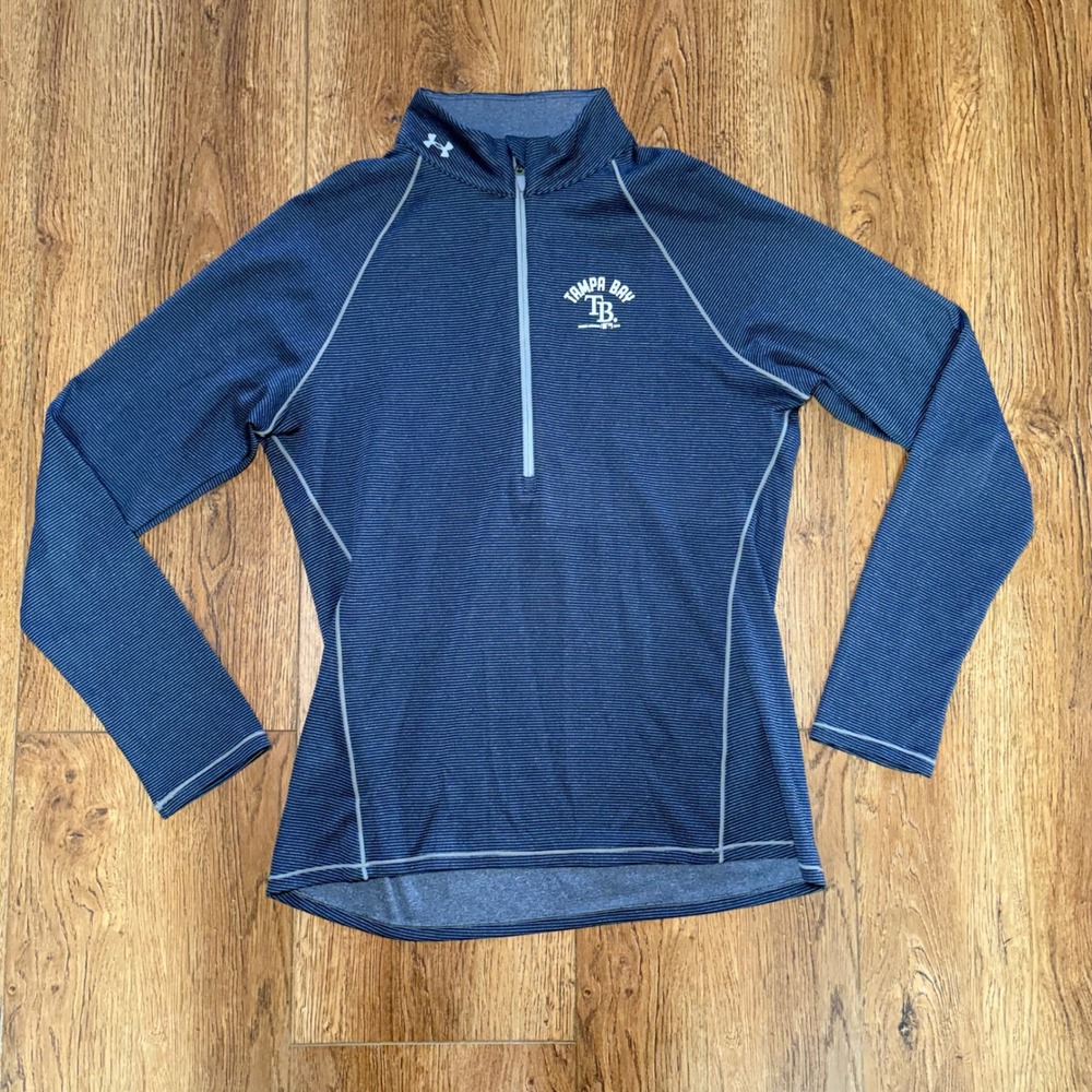 Under Armour Tampa Bay Rays Womens M Navy Blue Stripe Quarter Zip Pullover